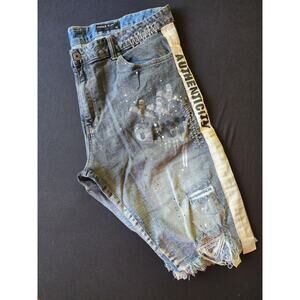 smoke rise denim distress shorts 42